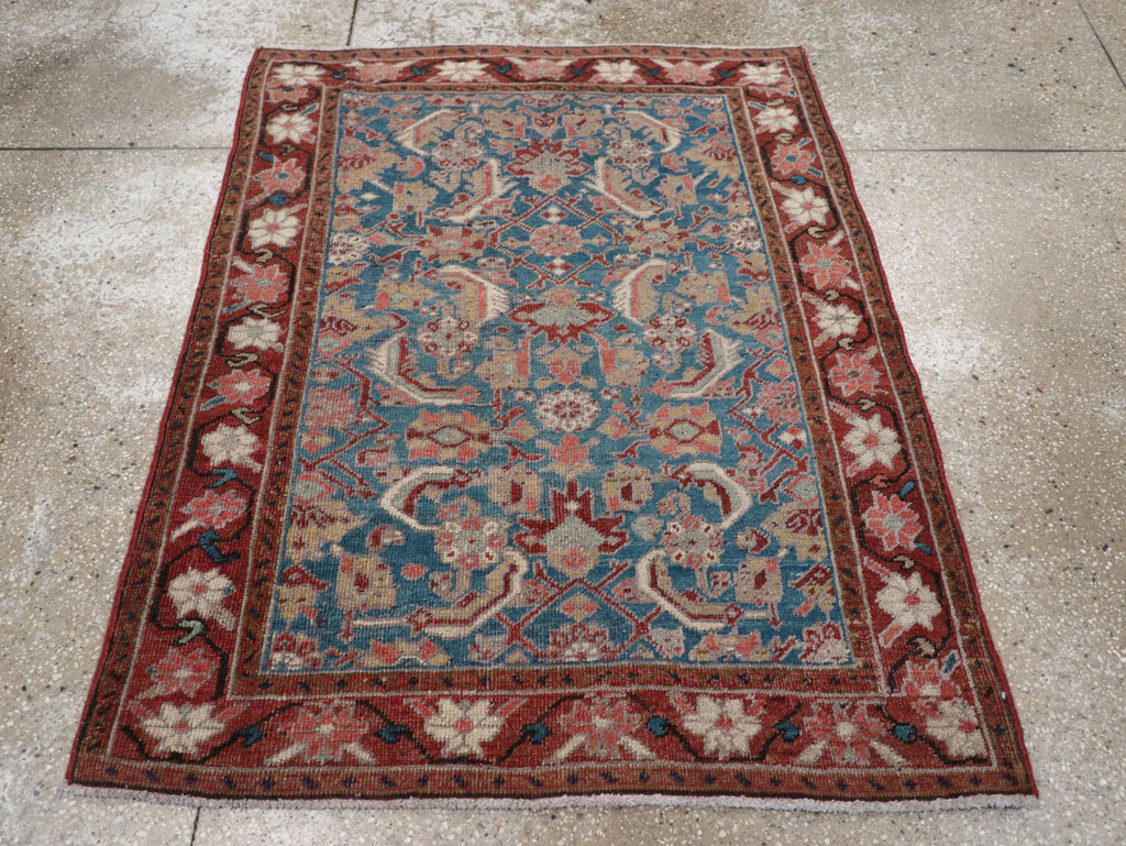 Antique Persian Heriz Throw Rug, No.26667 - Staging