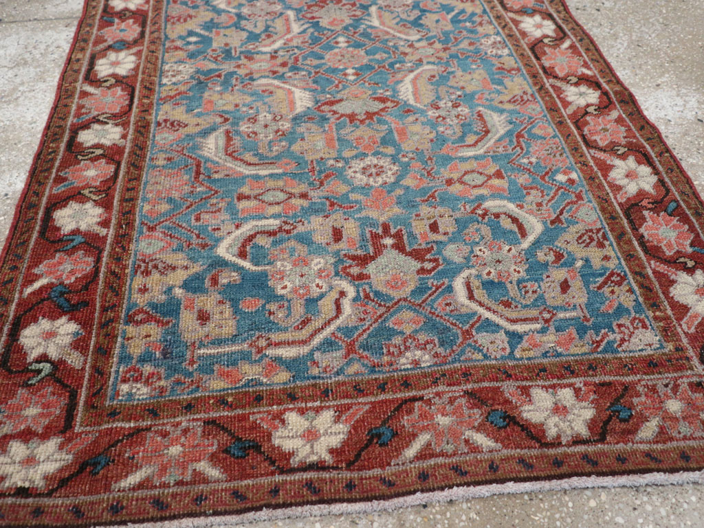 Antique Persian Heriz Throw Rug, No.26667 - Staging