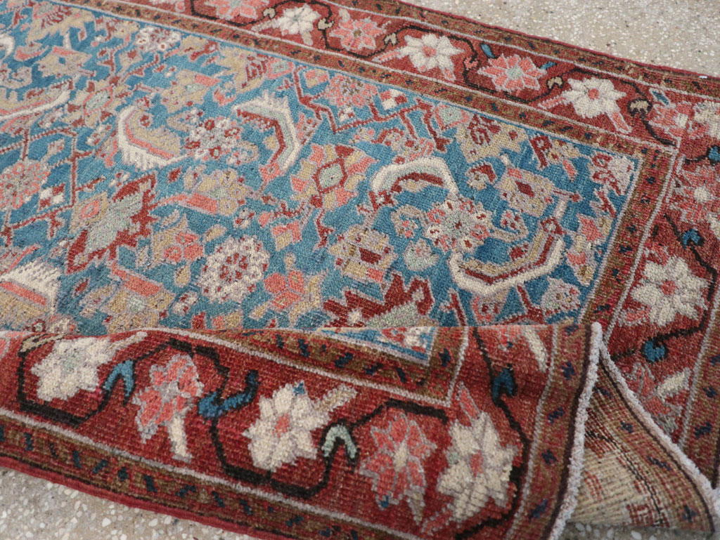 Antique Persian Heriz Throw Rug, No.26667 - Staging