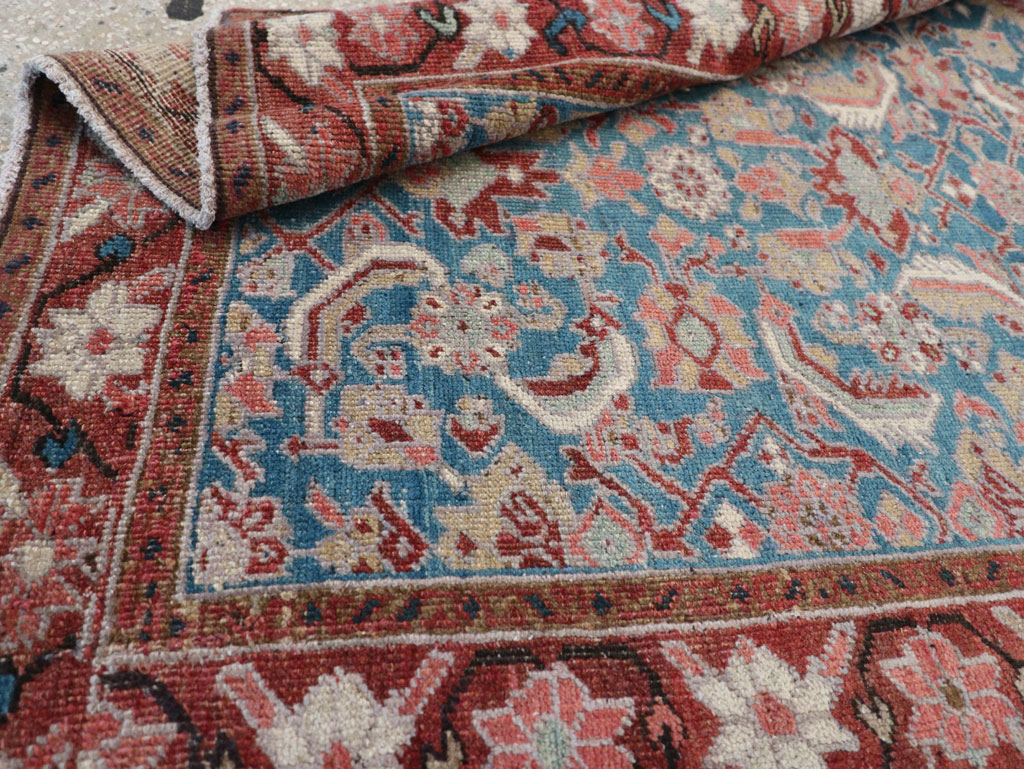 Antique Persian Heriz Throw Rug, No.26667 - Staging