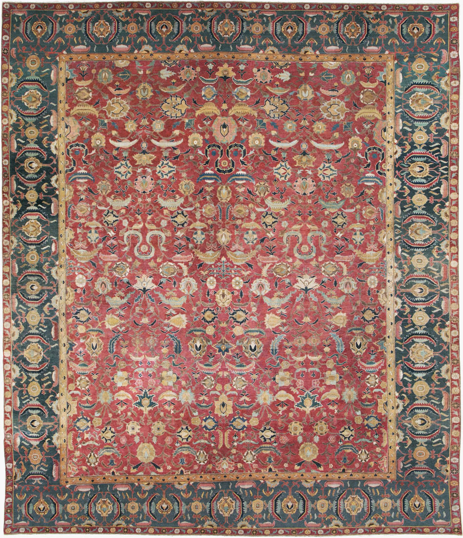 17th Century Antique Indo-Persian Isfahan Large Carpet, No.26671 - Staging