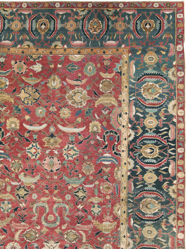 17th Century Antique Indo-Persian Isfahan Large Carpet, No.26671 - Staging