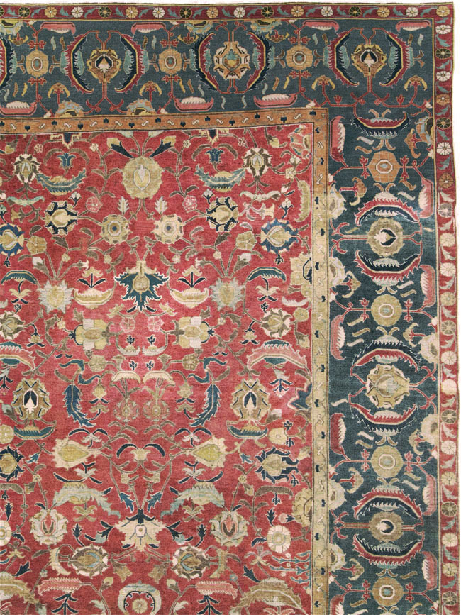 17th Century Antique Indo-Persian Isfahan Large Carpet, No.26671 - Staging