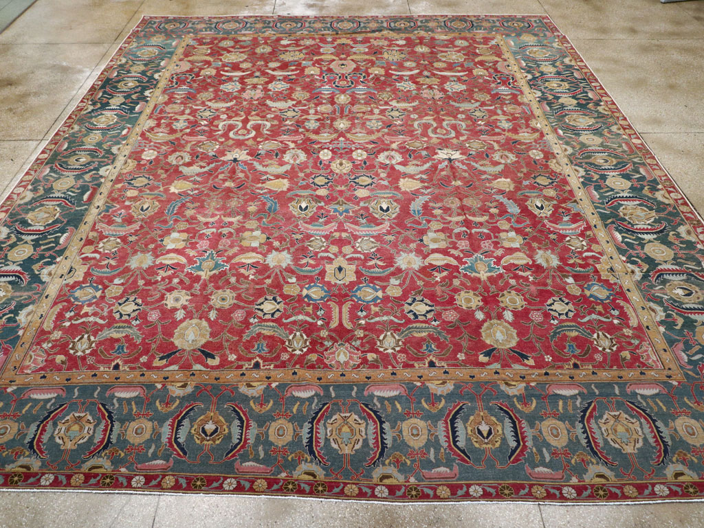 17th Century Antique Indo-Persian Isfahan Large Carpet, No.26671 - Staging