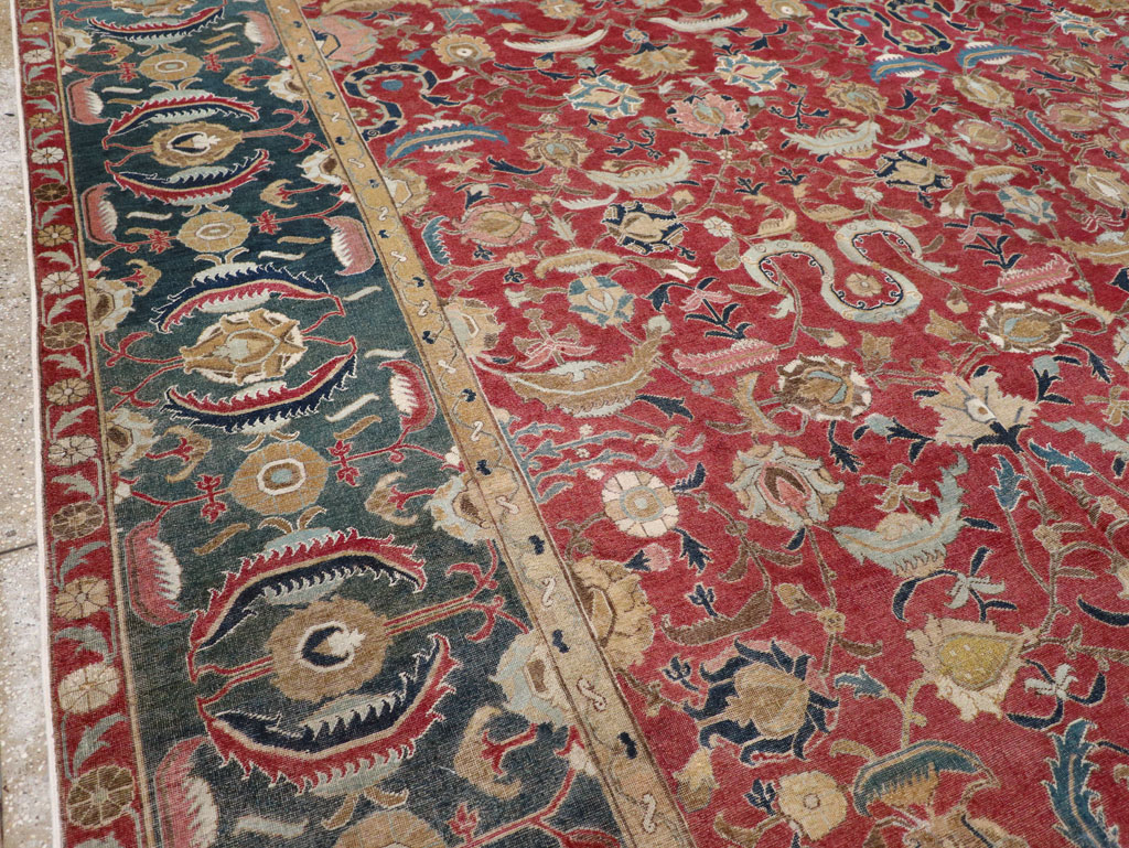 17th Century Antique Indo-Persian Isfahan Large Carpet, No.26671 - Staging