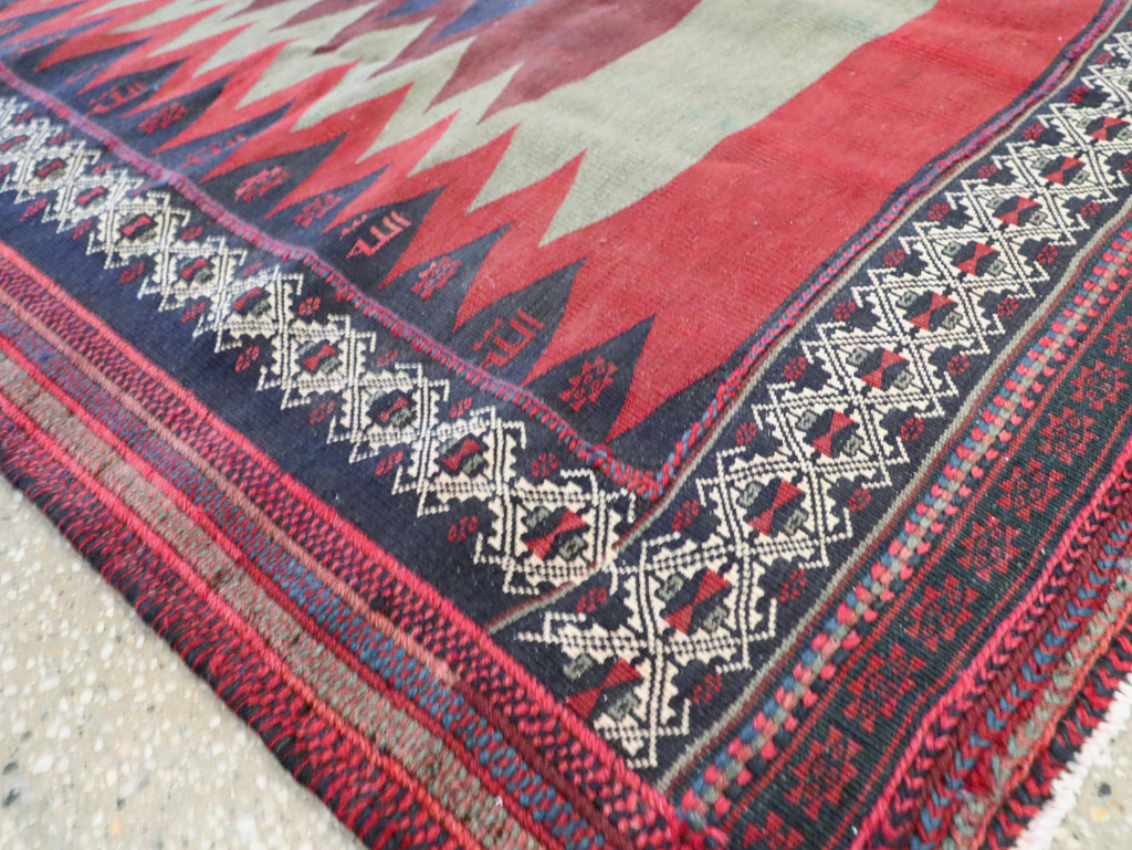 Vintage Persian Shiraz Flatweave Kilim Square Accent Rug, No.26679 - Staging