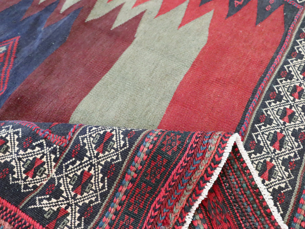 Vintage Persian Shiraz Flatweave Kilim Square Accent Rug, No.26679 - Staging
