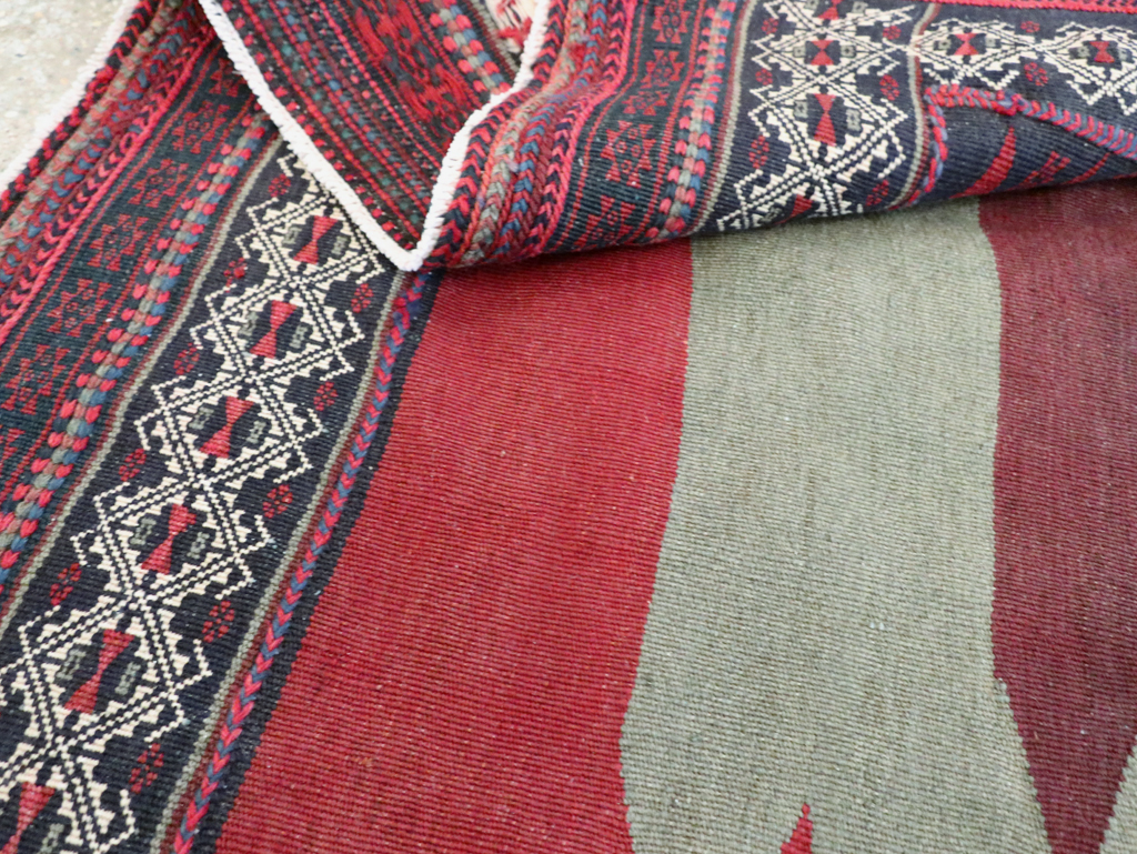 Vintage Persian Shiraz Flatweave Kilim Square Accent Rug, No.26679 - Staging