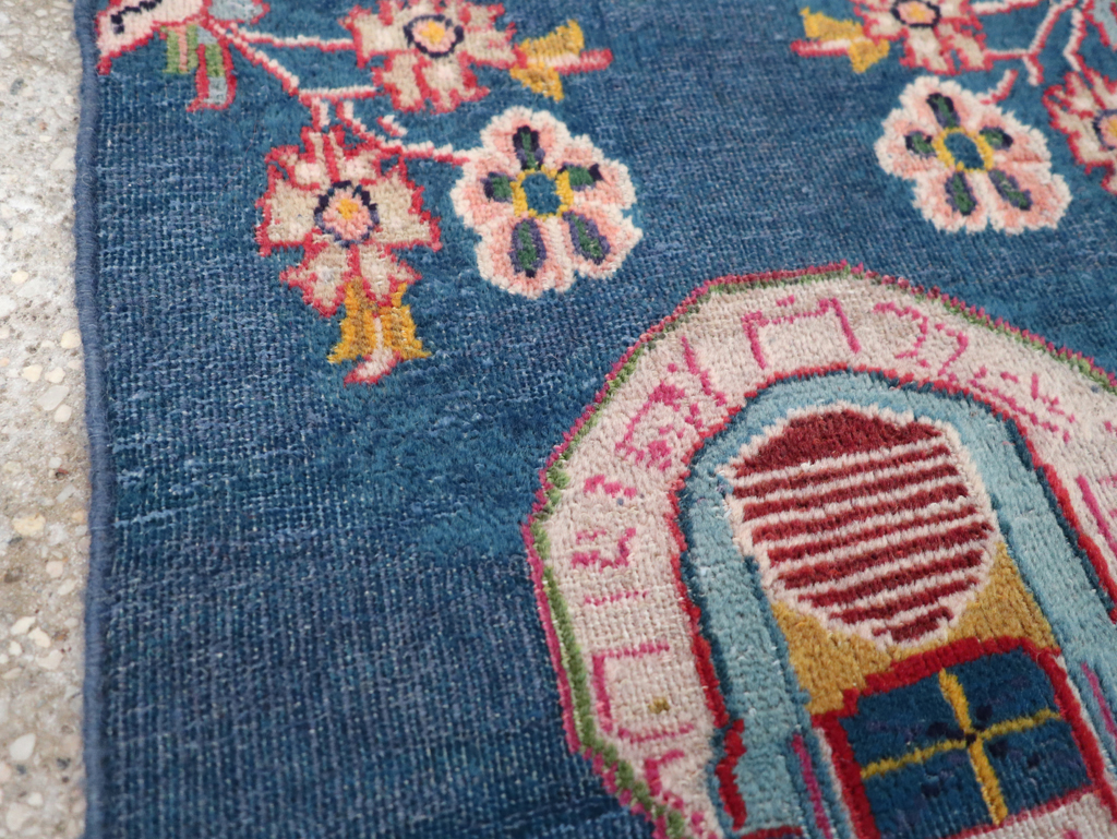 Vintage Persian Mashad Pictorial Throw Rug (Pair: 1 of 2), No.26680 - Staging