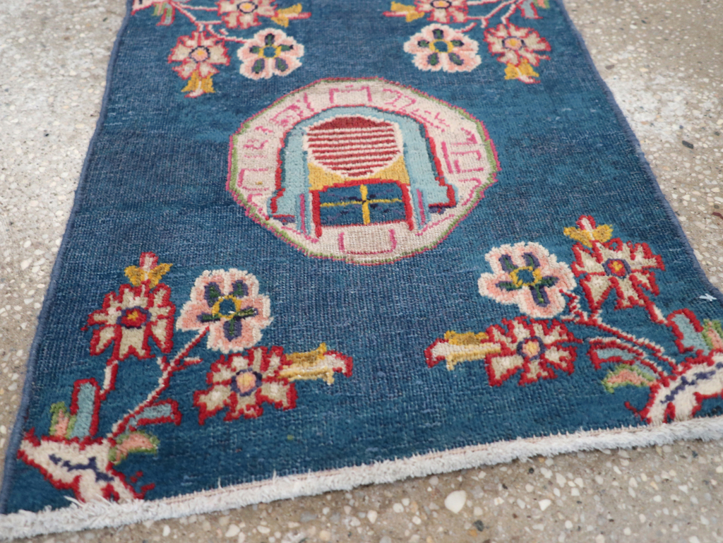Vintage Persian Mashad Pictorial Throw Rug (Pair: 1 of 2), No.26680 - Staging