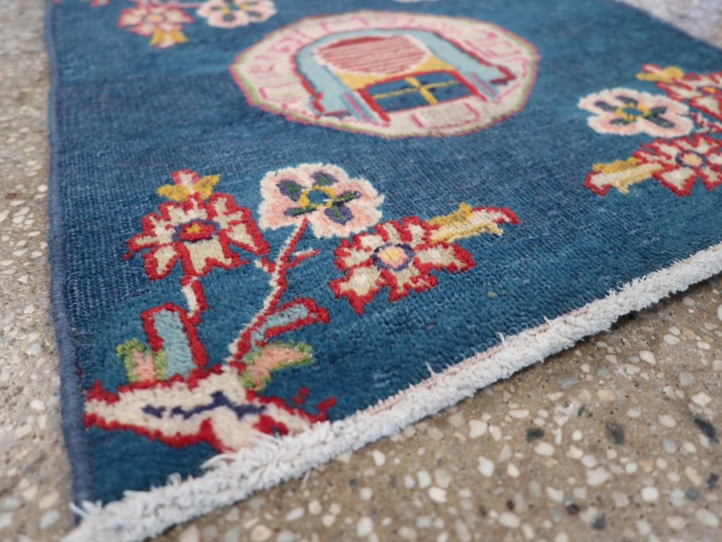 Vintage Persian Mashad Pictorial Throw Rug (Pair: 1 of 2), No.26680 - Staging