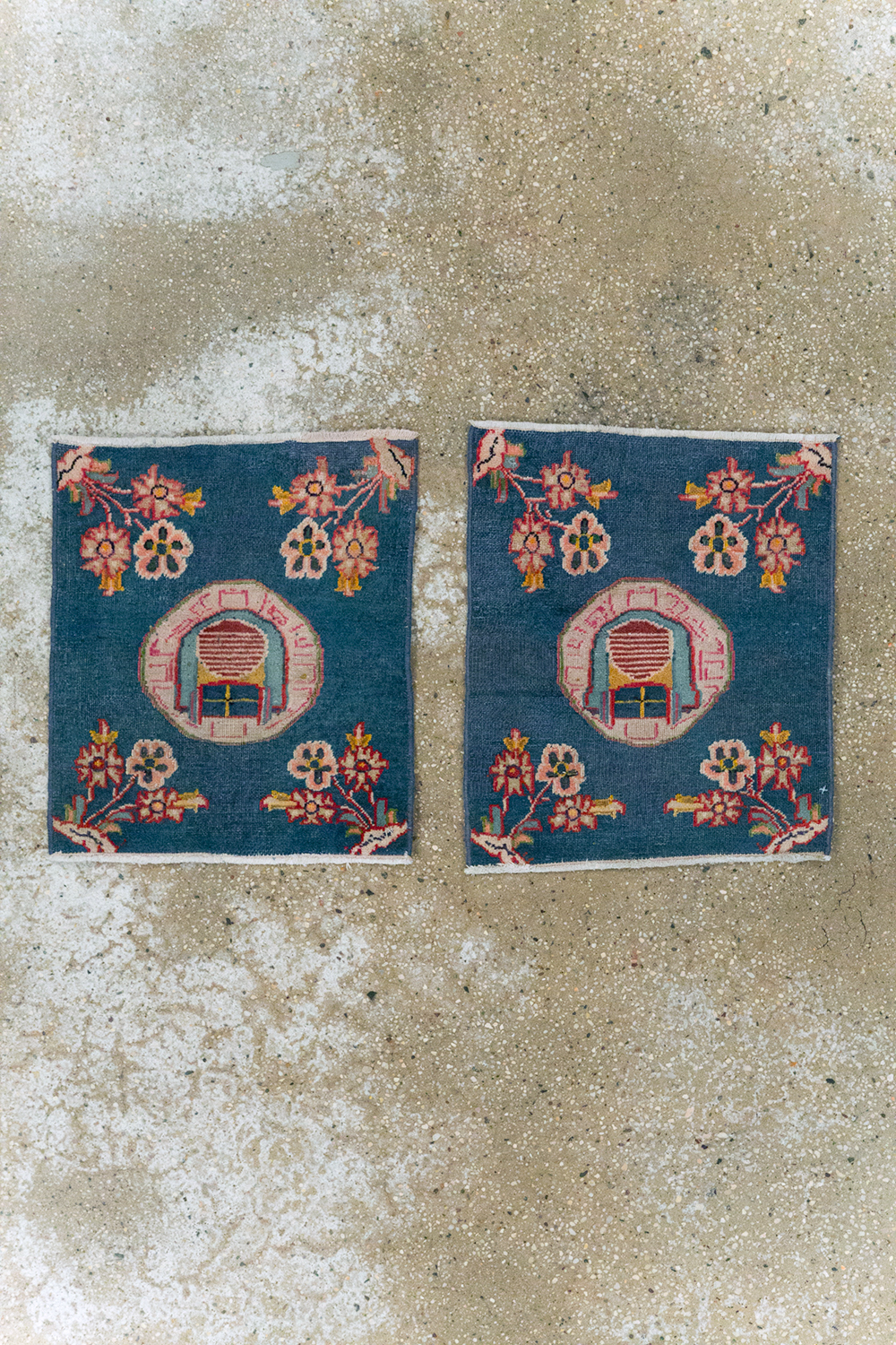 Vintage Persian Mashad Pictorial Throw Rug (Pair: 1 of 2), No.26680 - Staging