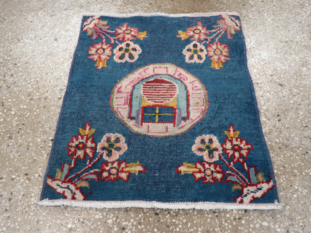 Vintage Persian Mashad Pictorial Throw Rug (Pair: 2 of 2), No.26681 - Staging