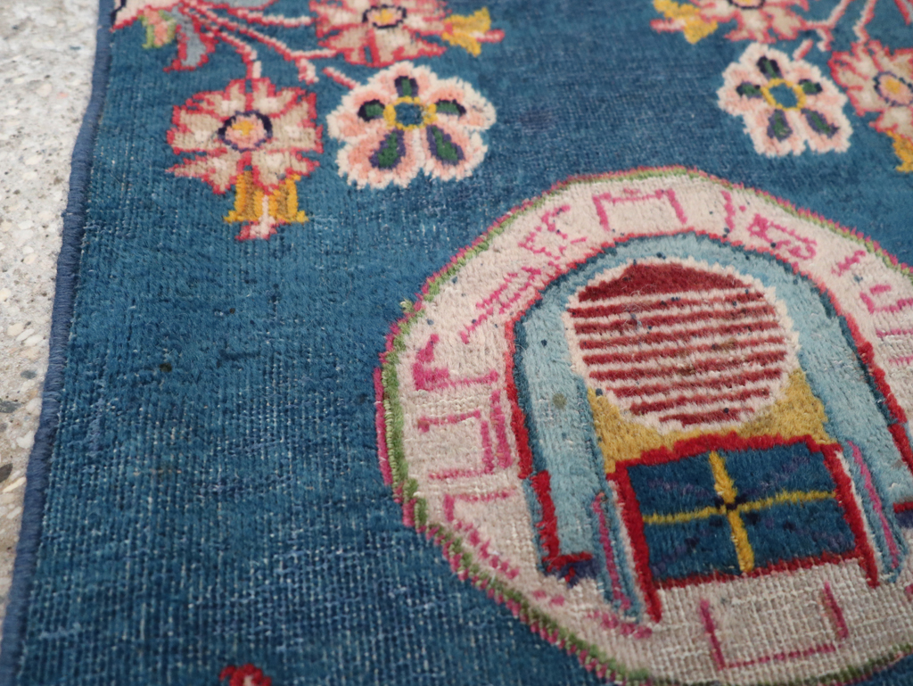 Vintage Persian Mashad Pictorial Throw Rug (Pair: 2 of 2), No.26681 - Staging