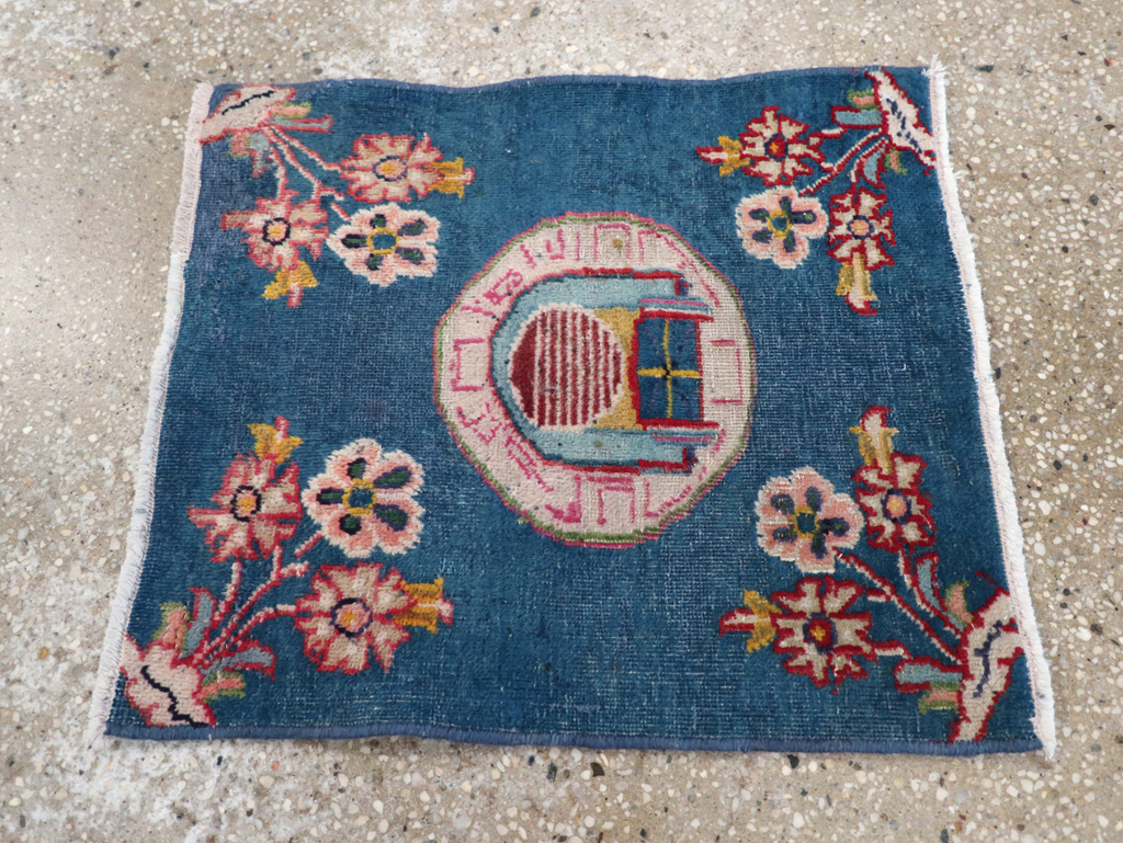 Vintage Persian Mashad Pictorial Throw Rug (Pair: 2 of 2), No.26681 - Staging