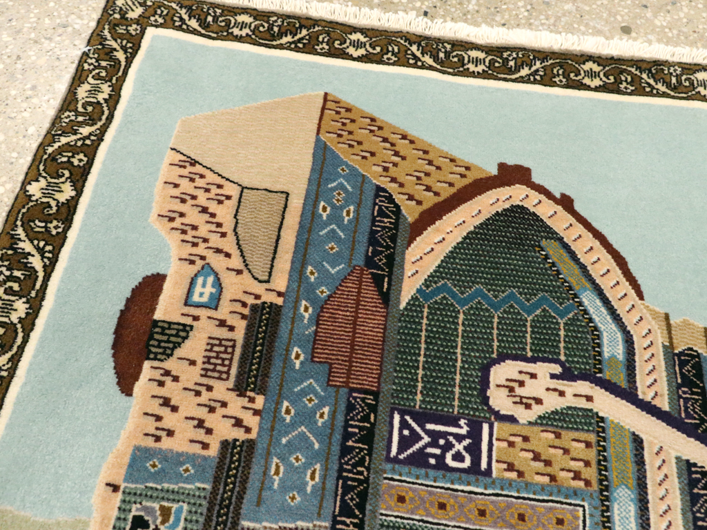 Vintage Persian Tabriz Pictorial Rug, No.26682 - Staging