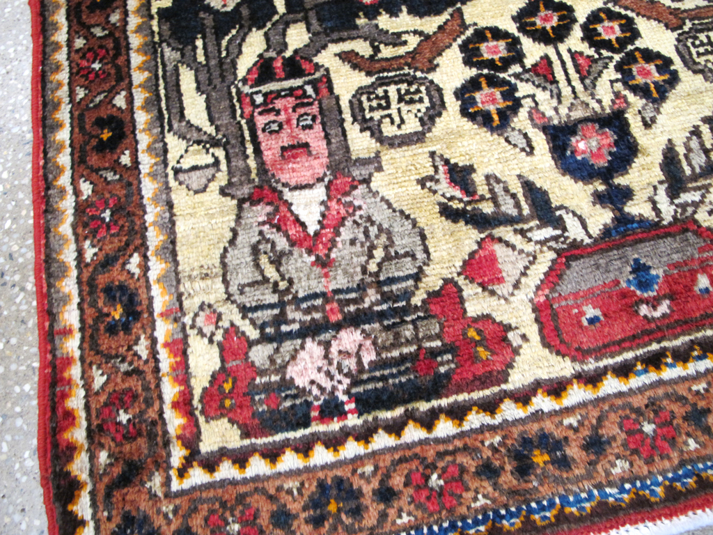 Vintage Persian Malayer Pictorial Rug (Pair: 1 of 2), No.26687 - Staging