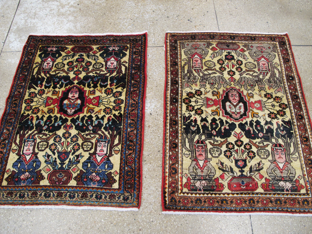 Vintage Persian Malayer Pictorial Rug (Pair: 1 of 2), No.26687 - Staging