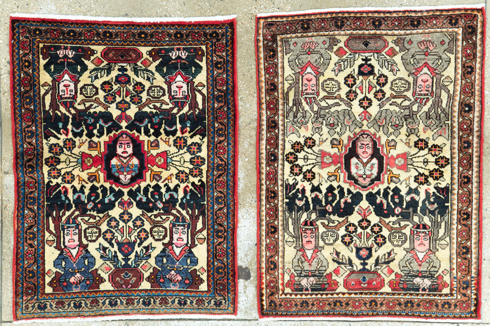 Vintage Persian Malayer Pictorial Rug (Pair: 1 of 2), No.26687 - Staging