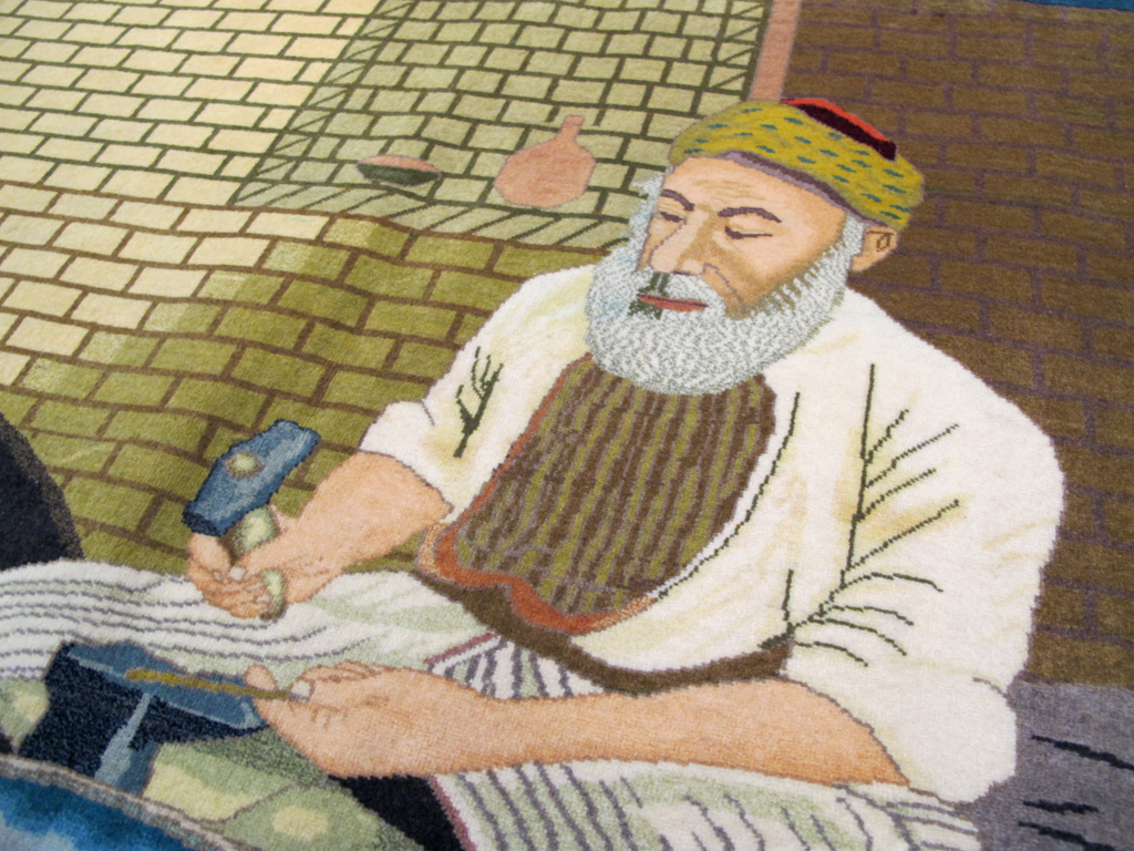 Vintage Persian Tabiz Pictorial Rug, No.26693 - Staging