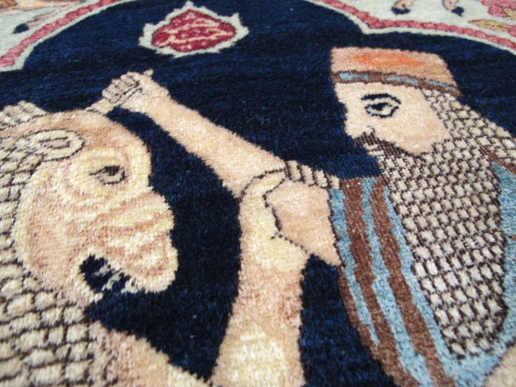 Antique Persian Lavar Kerman Pictorial Rug, No.26695 - Staging