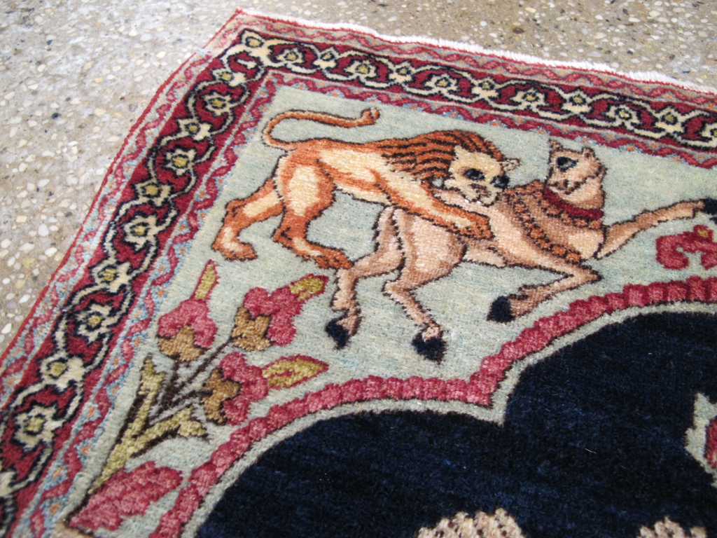 Antique Persian Lavar Kerman Pictorial Rug, No.26695 - Staging