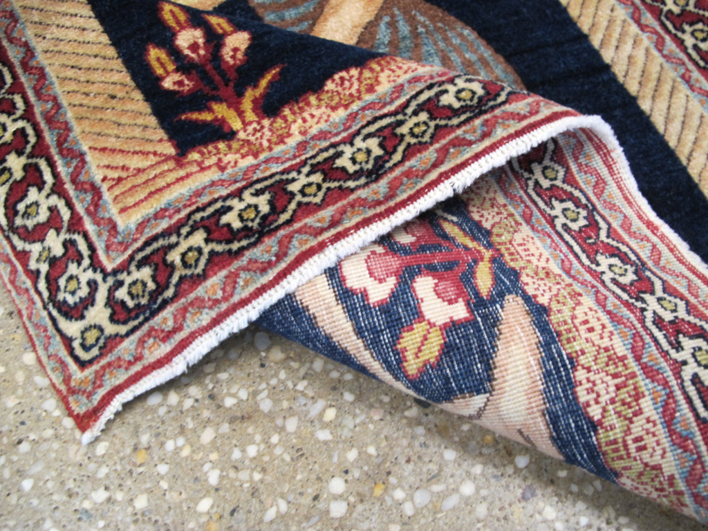 Antique Persian Lavar Kerman Pictorial Rug, No.26695 - Staging