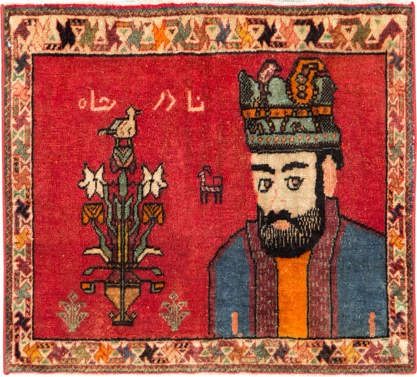 Vintage Persian Shiraz Pictorial Rug, No.26699 - Staging