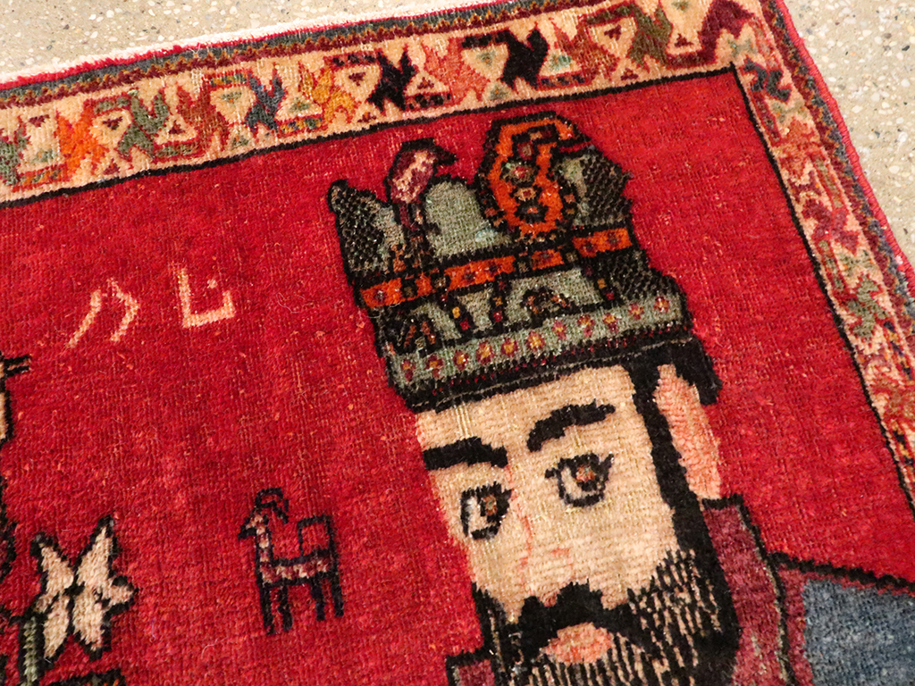 Vintage Persian Shiraz Pictorial Rug, No.26699 - Staging