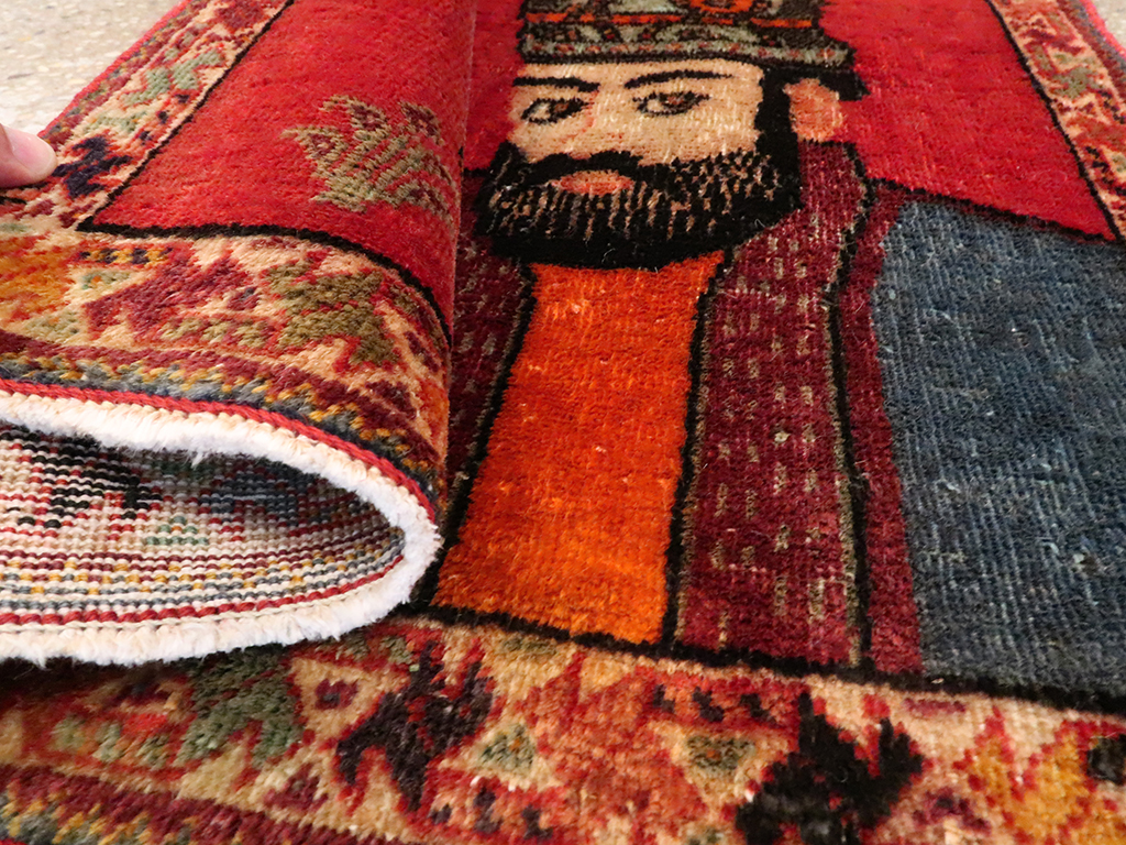 Vintage Persian Shiraz Pictorial Rug, No.26699 - Staging