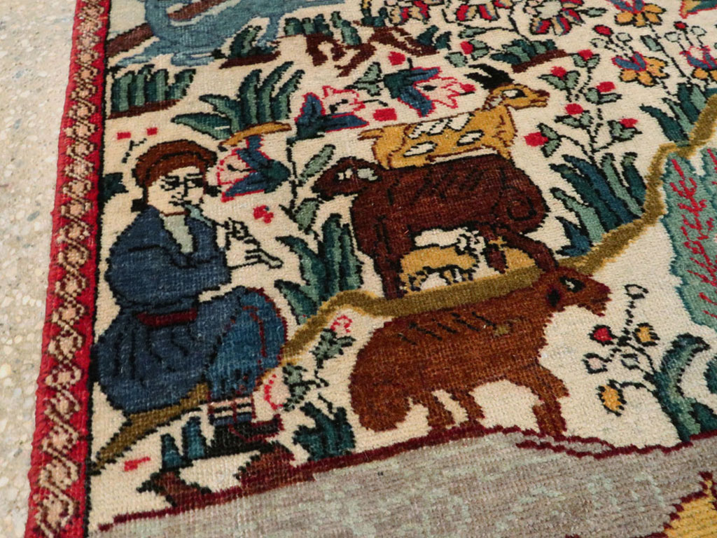 Vintage Persian Tabriz Pictorial Rug, No.26702 - Staging