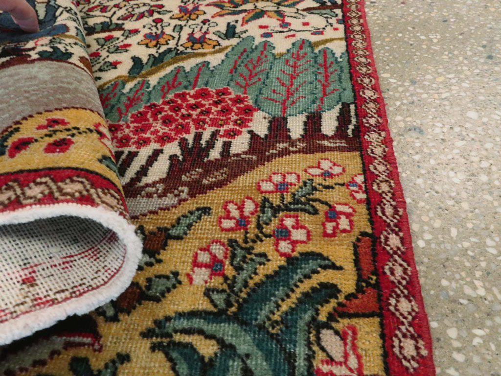 Vintage Persian Tabriz Pictorial Rug, No.26702 - Staging