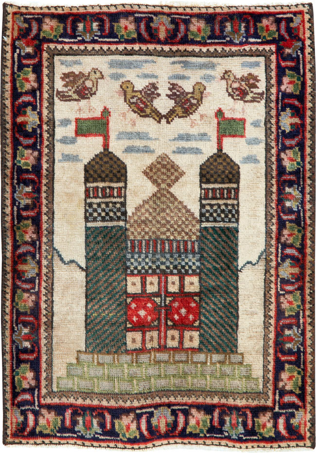 Vintage Persian Tabriz Pictorial Rug, No.26704 - Staging