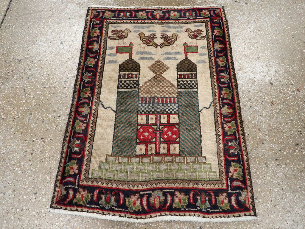 Vintage Persian Tabriz Pictorial Rug, No.26704 - Staging