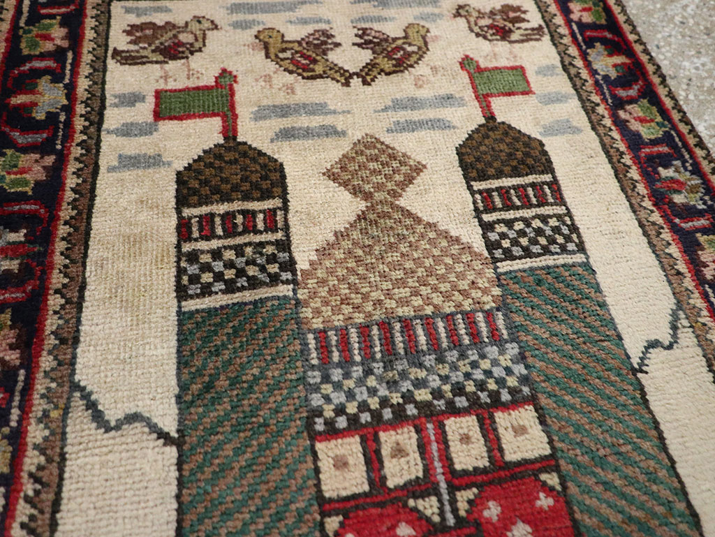 Vintage Persian Tabriz Pictorial Rug, No.26704 - Staging