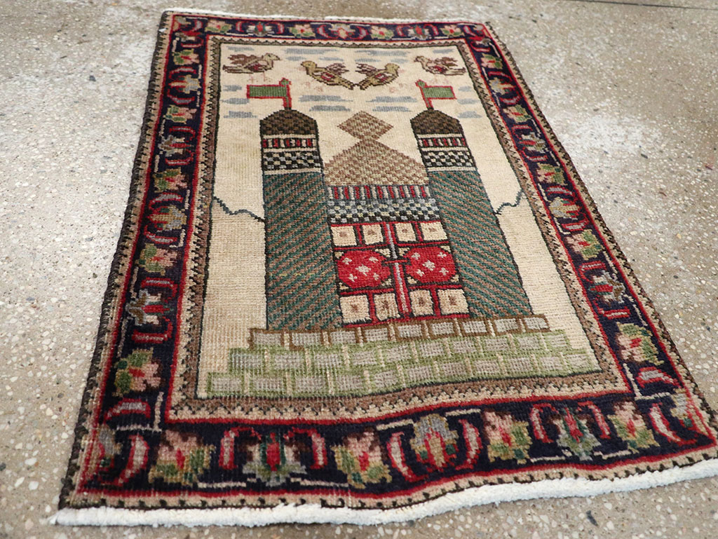 Vintage Persian Tabriz Pictorial Rug, No.26704 - Staging