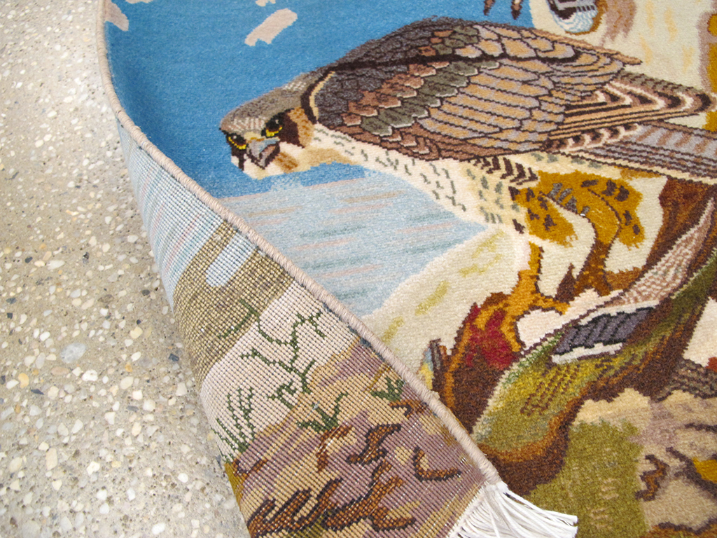 Vintage Persian Tabriz Pictorial Rug, No.26705 - Staging