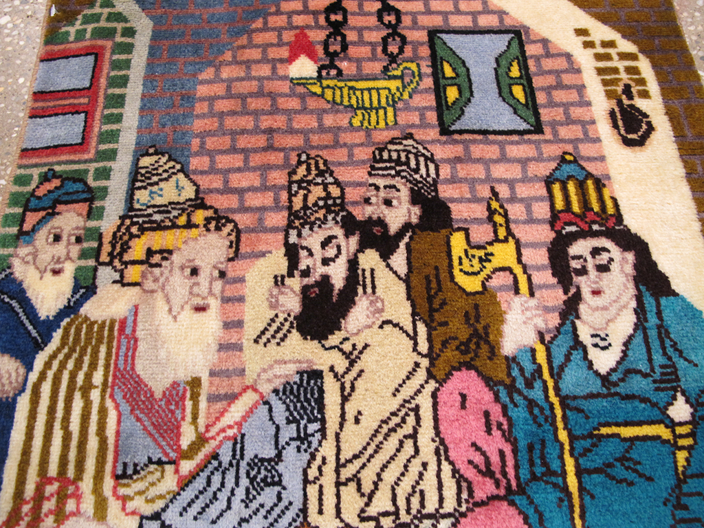 Vintage Persian Tabriz Pictorial Rug (Pair: 1 of 2), No.26706 - Staging