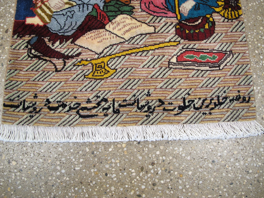 Vintage Persian Tabriz Pictorial Rug (Pair: 1 of 2), No.26706 - Staging