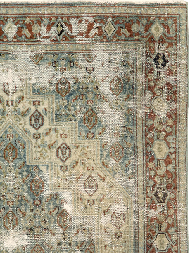 Antique Persian Senneh Distressed Rug, No.26708 - Staging
