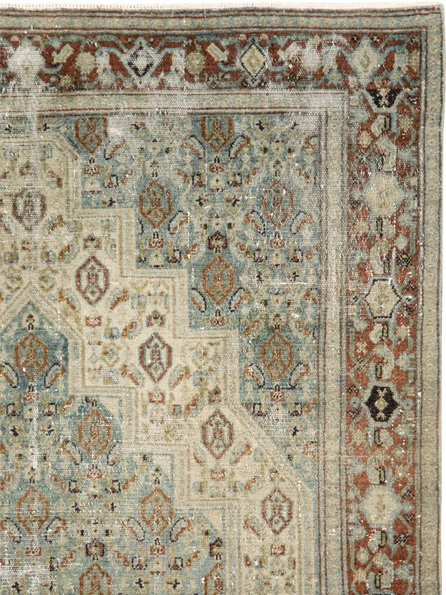 Antique Persian Senneh Distressed Rug, No.26708 - Staging