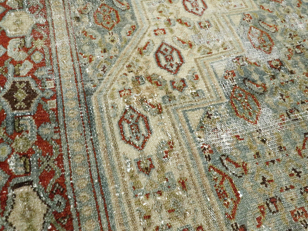 Antique Persian Senneh Distressed Rug, No.26708 - Staging