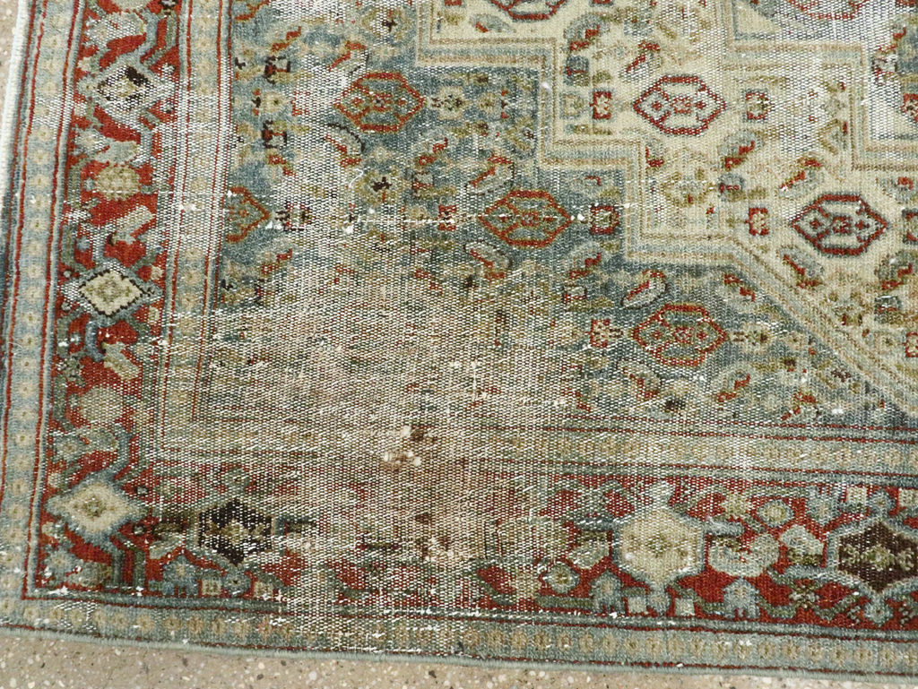 Antique Persian Senneh Distressed Rug, No.26708 - Staging