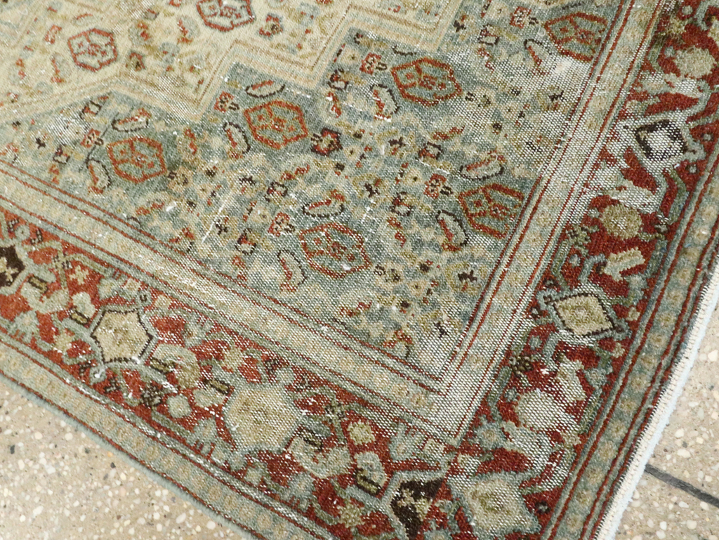 Antique Persian Senneh Distressed Rug, No.26708 - Staging