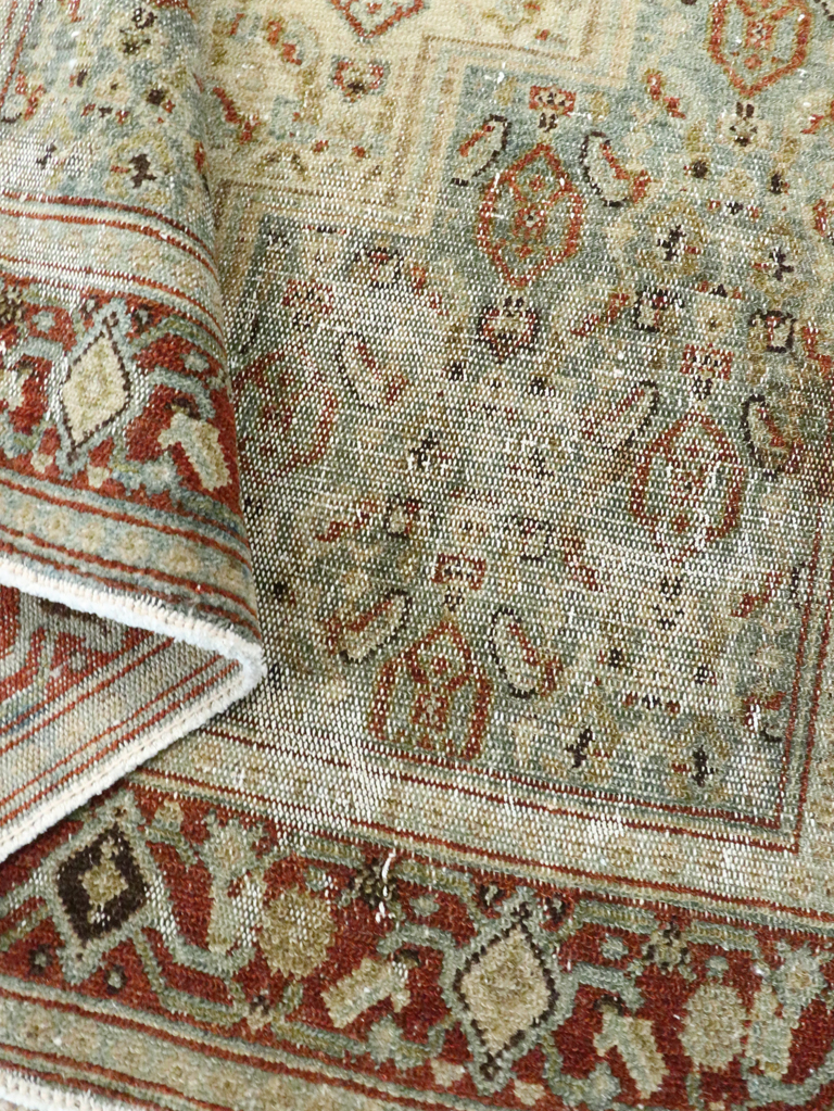 Antique Persian Senneh Distressed Rug, No.26708 - Staging
