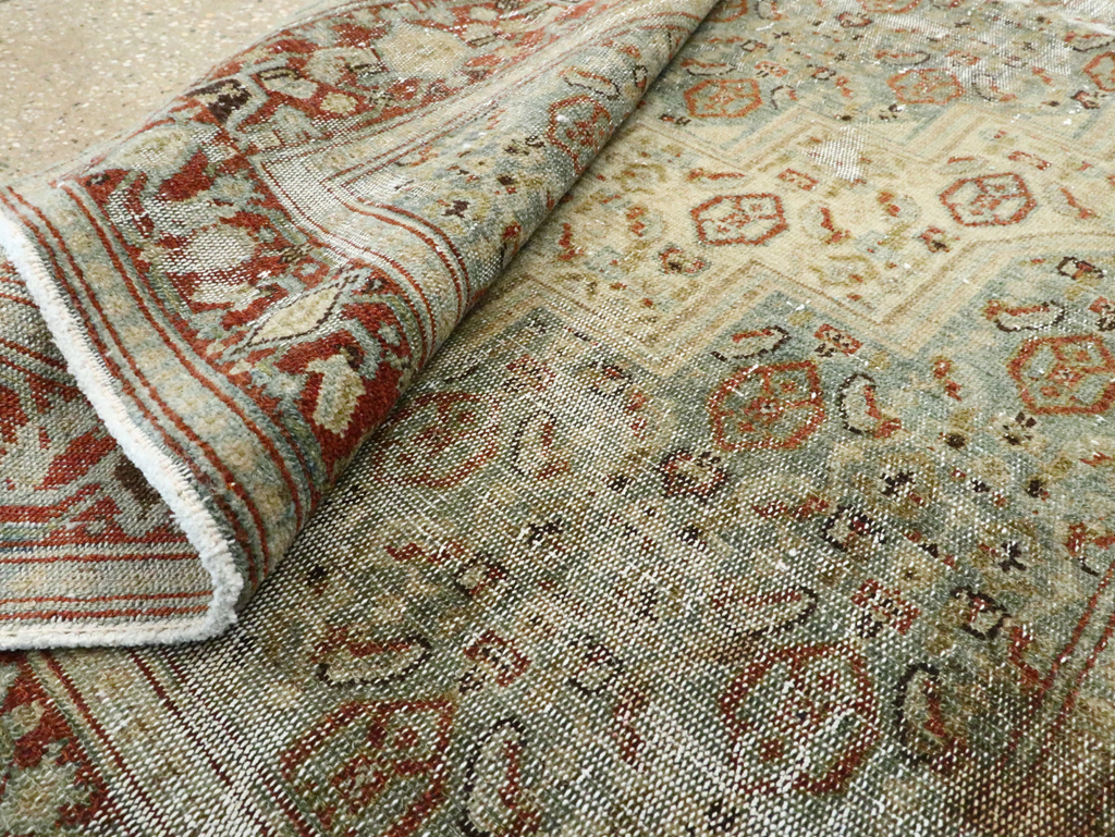 Antique Persian Senneh Distressed Rug, No.26708 - Staging