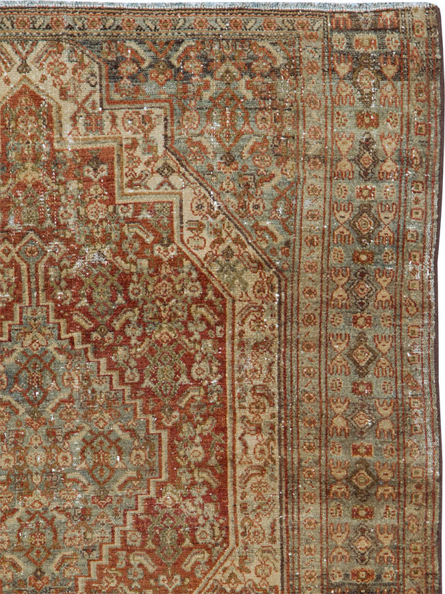 Antique Persian Senneh Distressed Rug, No.26712 - Staging