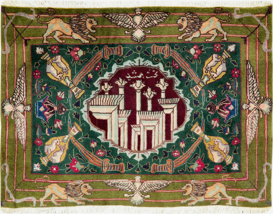 Vintage Persian Tabriz Pictorial Rug, No.26715 - Staging