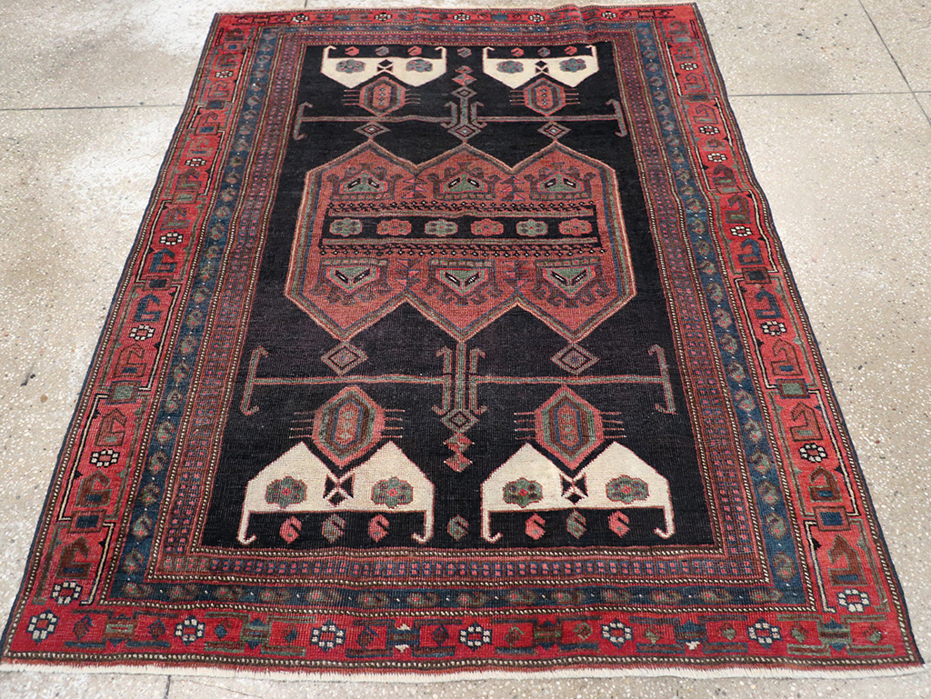 Antique Persian Afshar Accent Rug, No.26719 - Staging