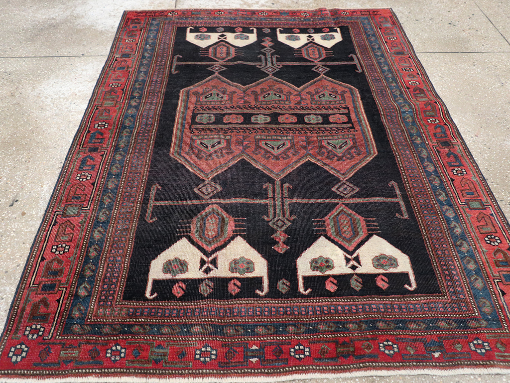 Antique Persian Afshar Accent Rug, No.26719 - Staging